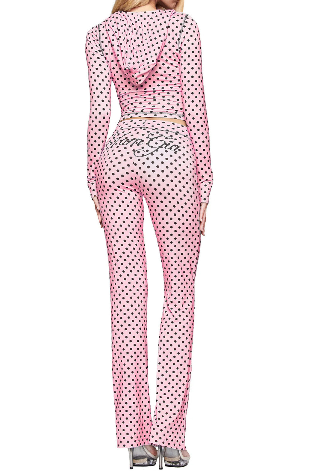 Polka Dot Zip Crop & Flare Set Lavish Daily