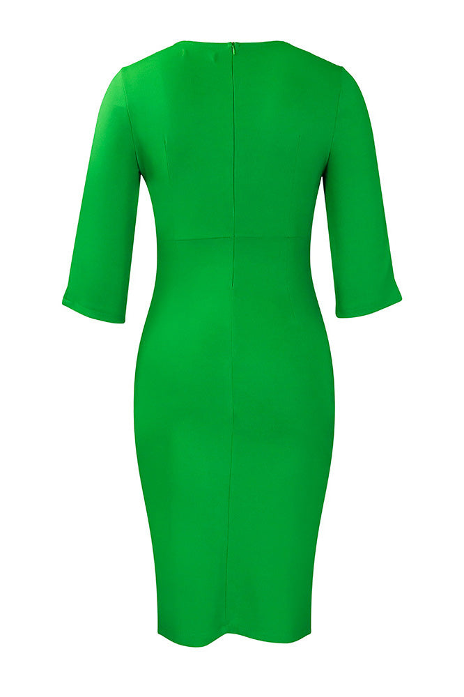 Office Pleated Pencil Dress Women's Slim Fit Lavish Daily
