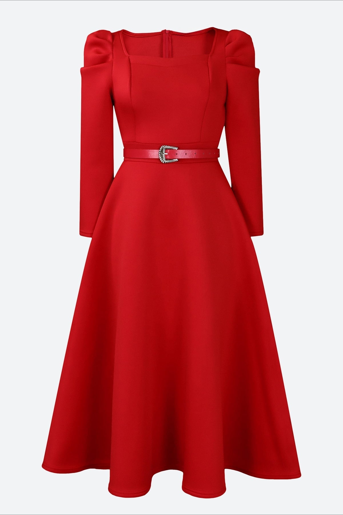 Puff Sleeve Elegant Pleated A-Line Dress Lavish Daily