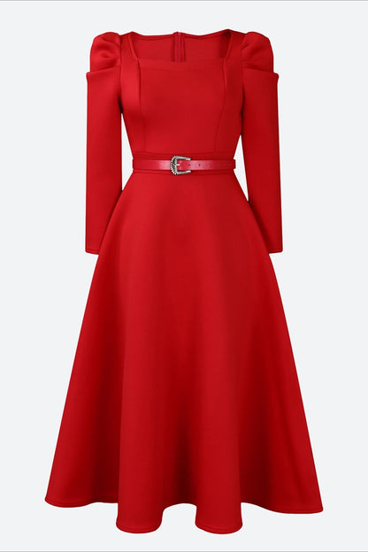 Puff Sleeve Elegant Pleated A-Line Dress Lavish Daily