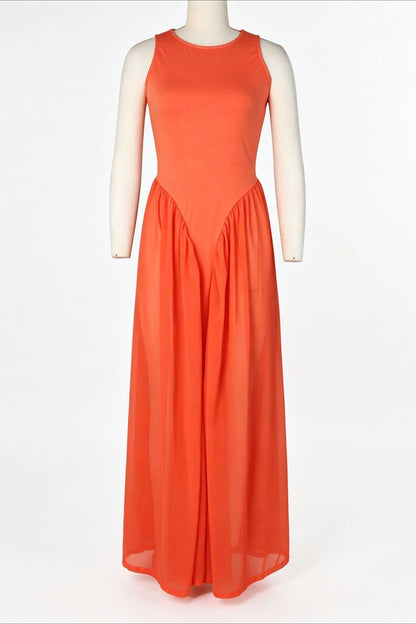 Spliced Chiffon Pleated Maxi Dress Lavish Daily