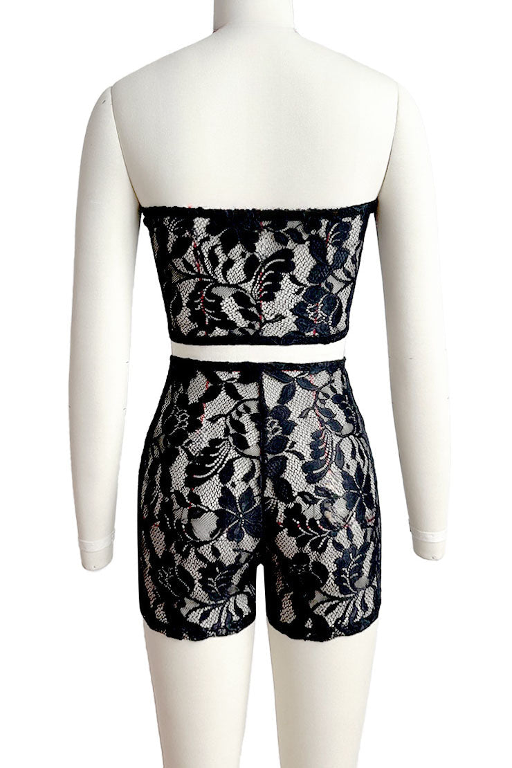 Semi-Sheer Lace Bralette and Shorts Set Lavish Daily