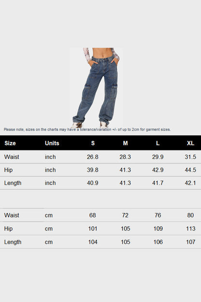 High Waist Street Loose Cargo Pockets Jeans Lavish Daily