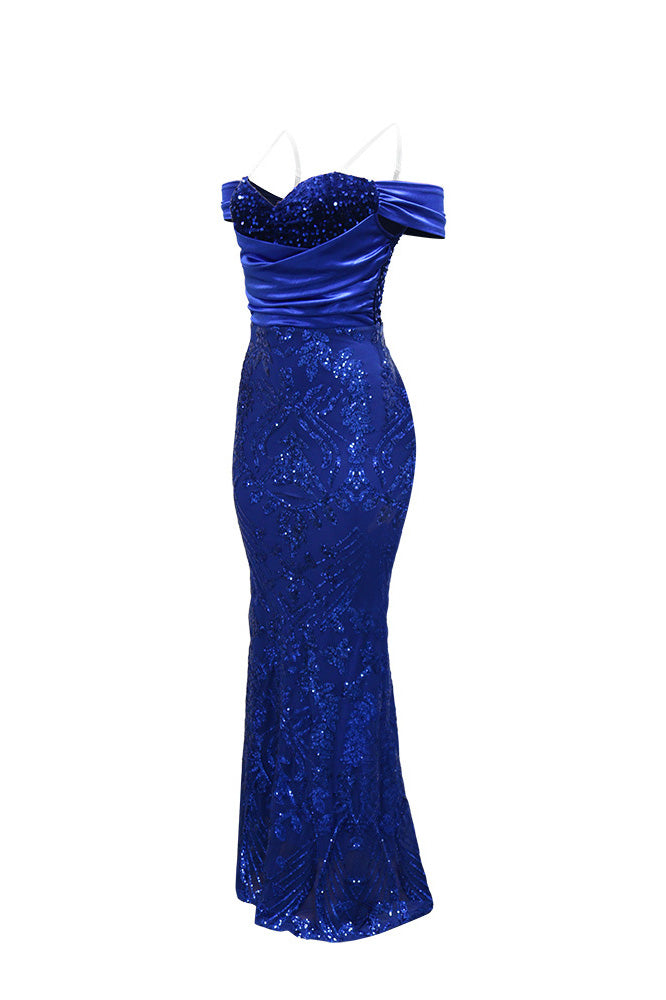Off-Shoulder Sequin Mermaid Maxi Gown Lavish Daily
