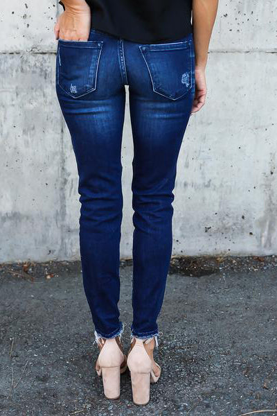 Skinny Ripped Pleated Stretch Denim Jeans Lavish Daily