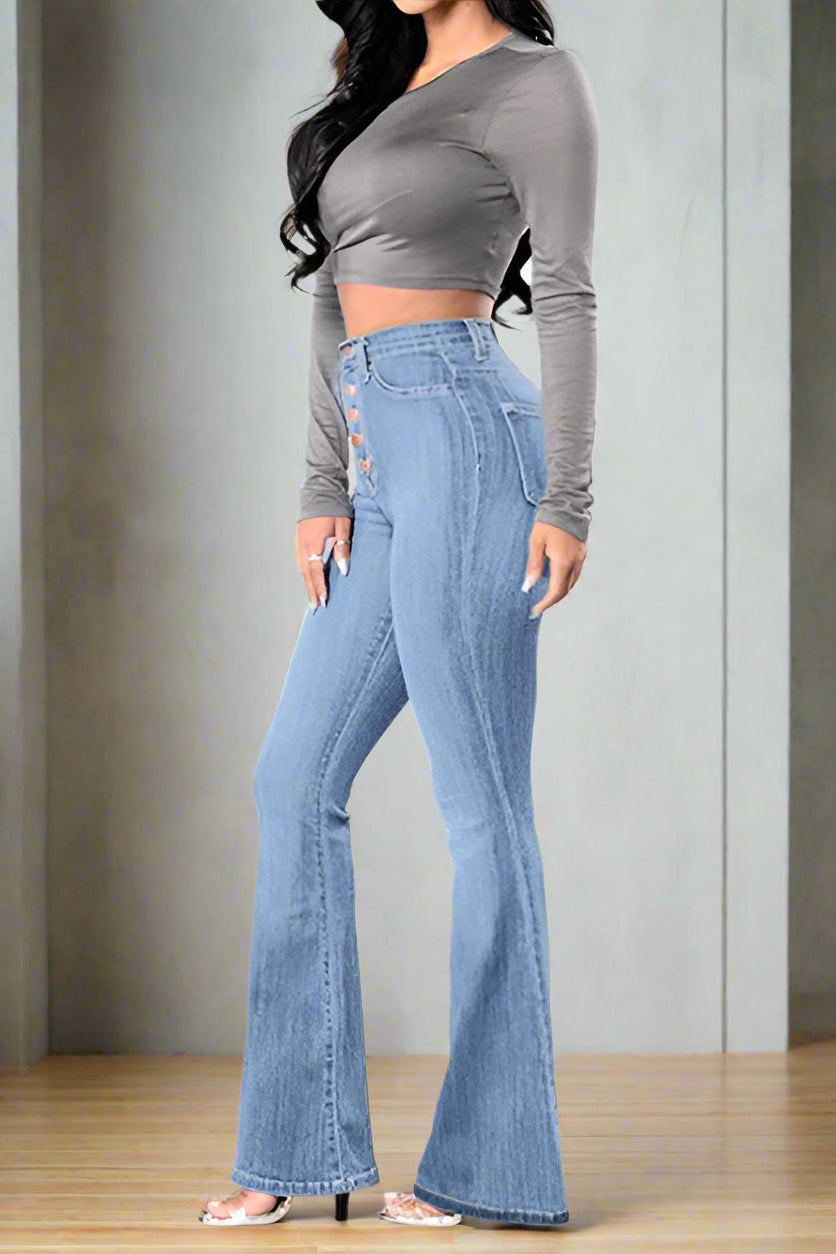 High Waist Stretch Wide Leg Jeans Lavish Daily