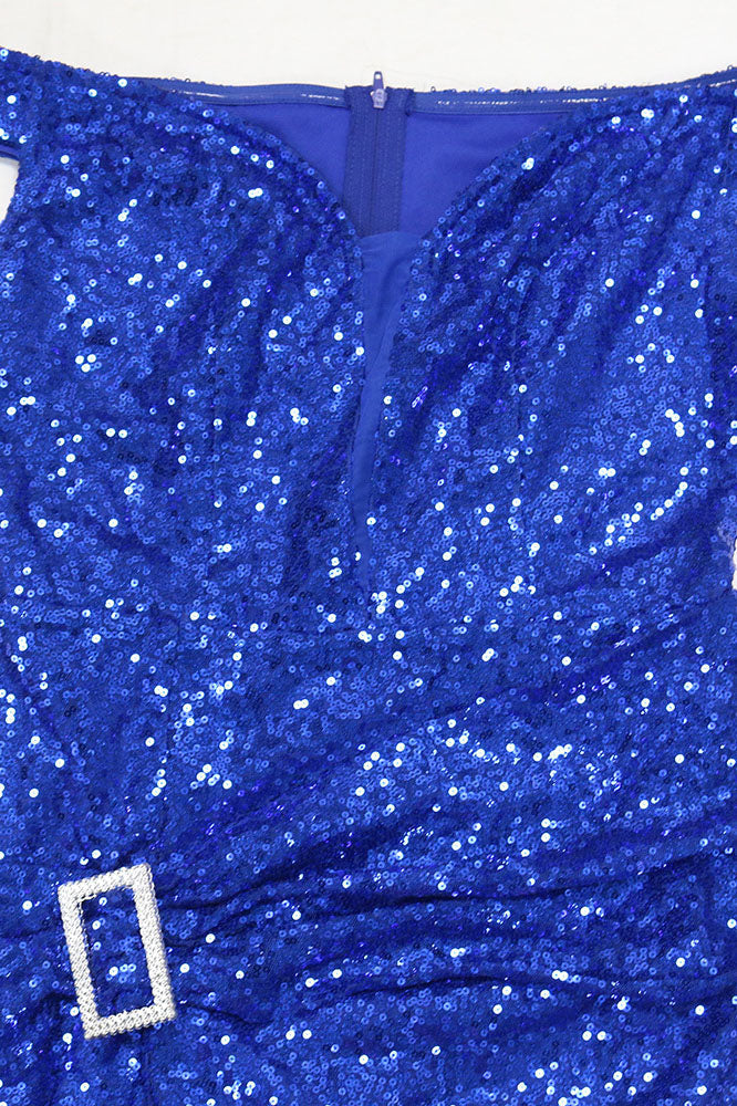 Off-the-Shoulder Sequins Prom Dress Long Slit Lavish Daily