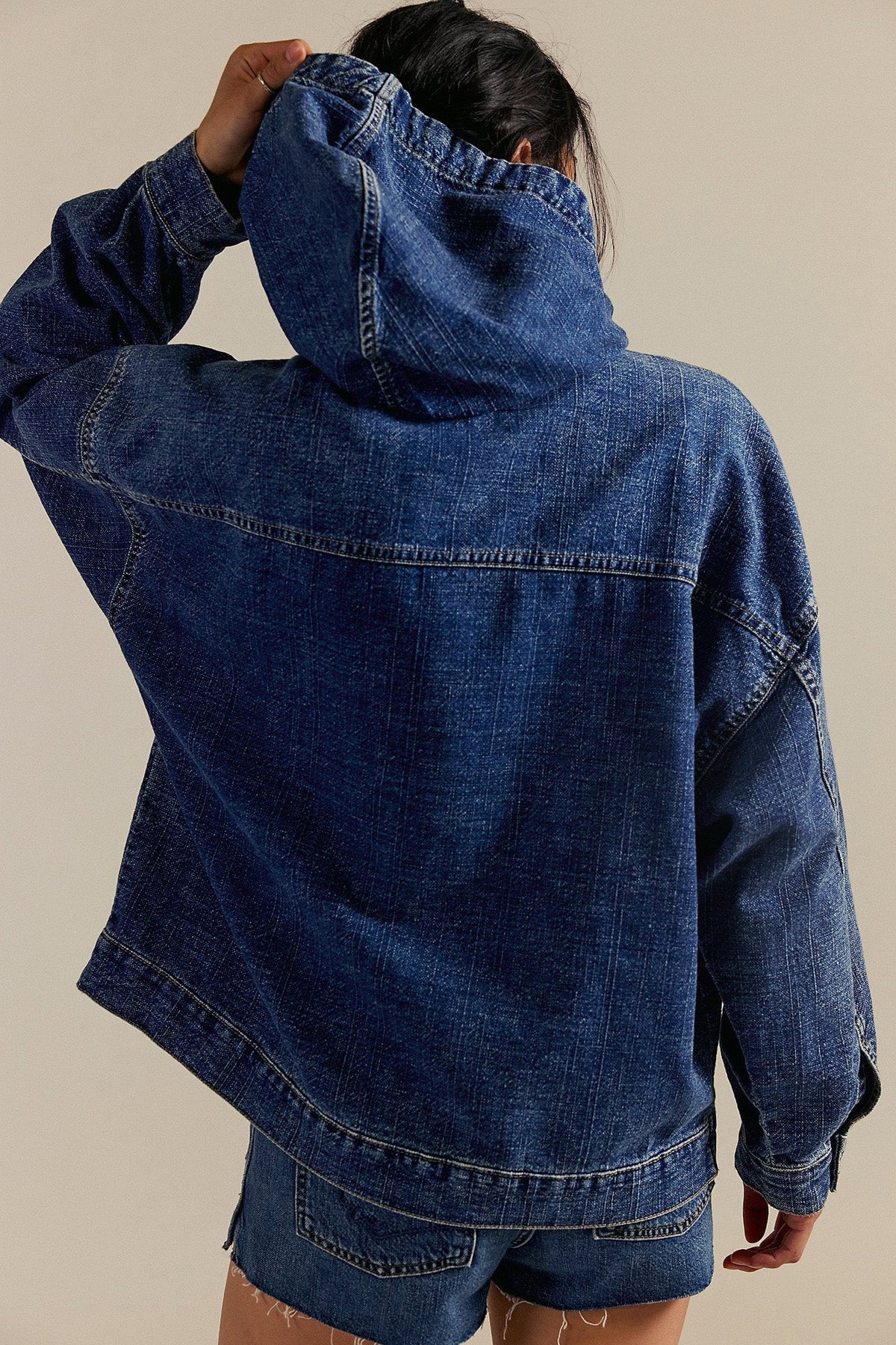 Half Zip Denim Hoodie Pullover Jacket Lavish Daily