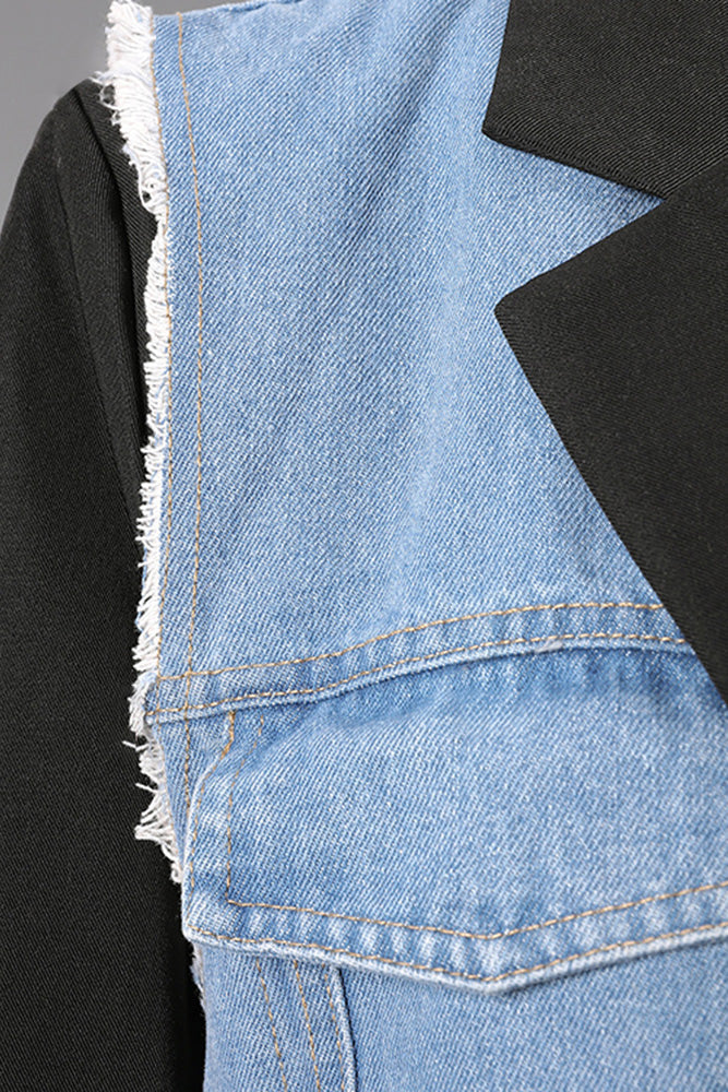 Faux Two-Piece Denim Blazer Lavish Daily