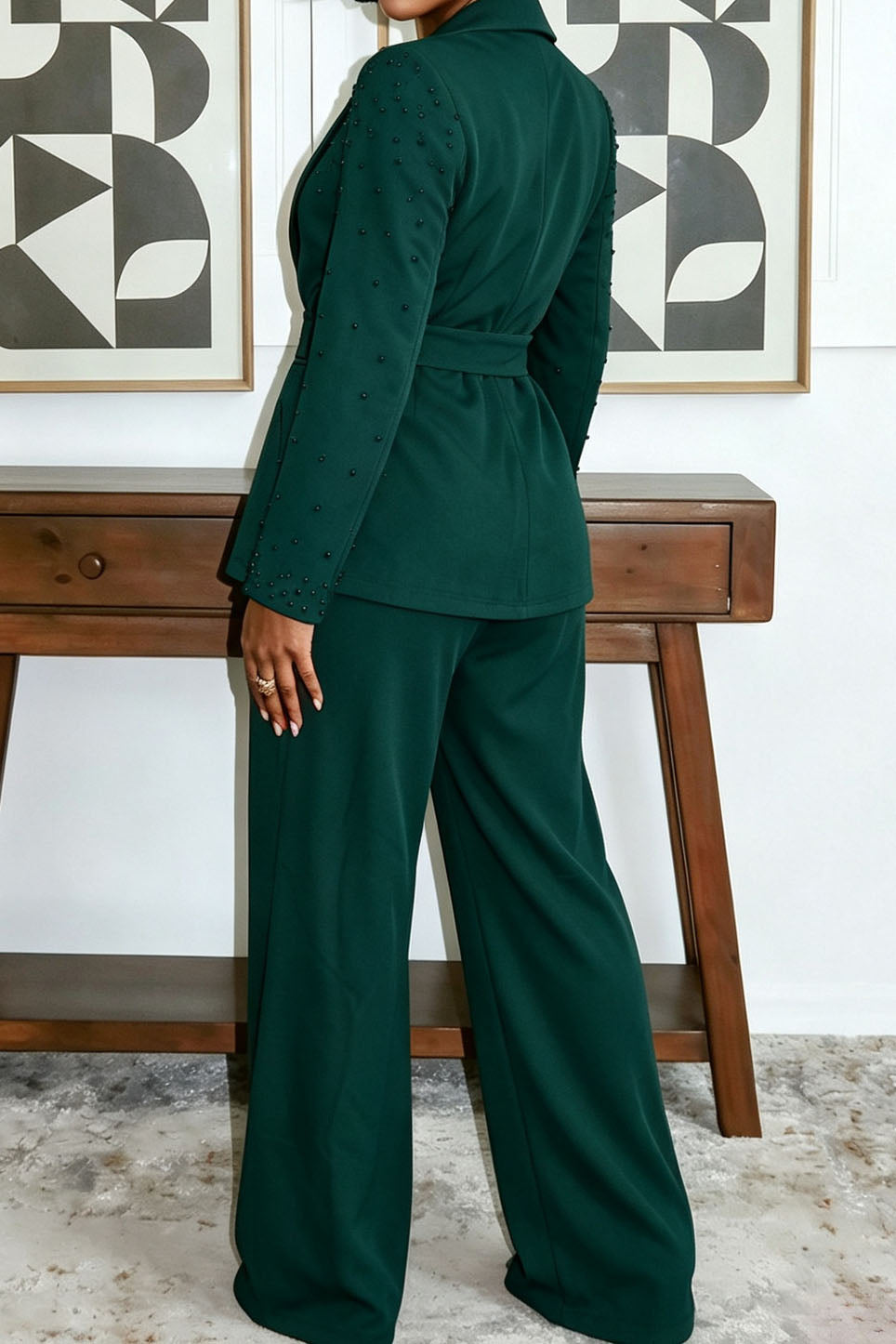 Pearl Embellished Wrap Suit Set Lavish Daily