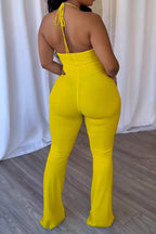 Elegant Ring Cutout Halter Tie Jumpsuit Lavish Daily