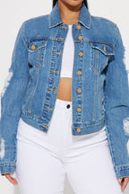 Ripped Denim Trucker Jacket Lavish Daily
