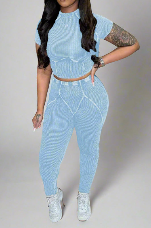 Ribbed Fabric Washed Set Lavish Daily