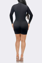 Rhinestone Sheer Stretch Romper Lavish Daily