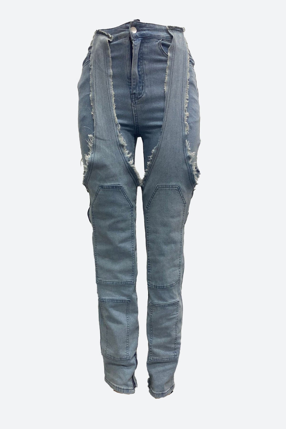 Thigh High Double Denim Jeans Lavish Daily