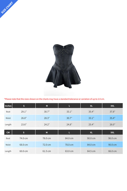 Denim Corset Flared Mini Dress Lavish Daily
