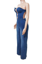 Strapless Backless Slim Denim Jumpsuit Lavish Daily