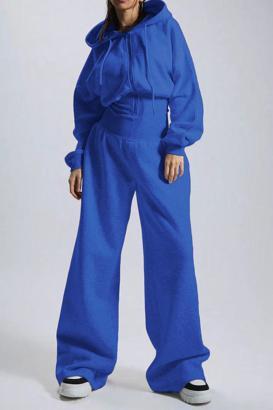 Hooded Drawstring Wide Leg Jumpsuit Lavish Daily