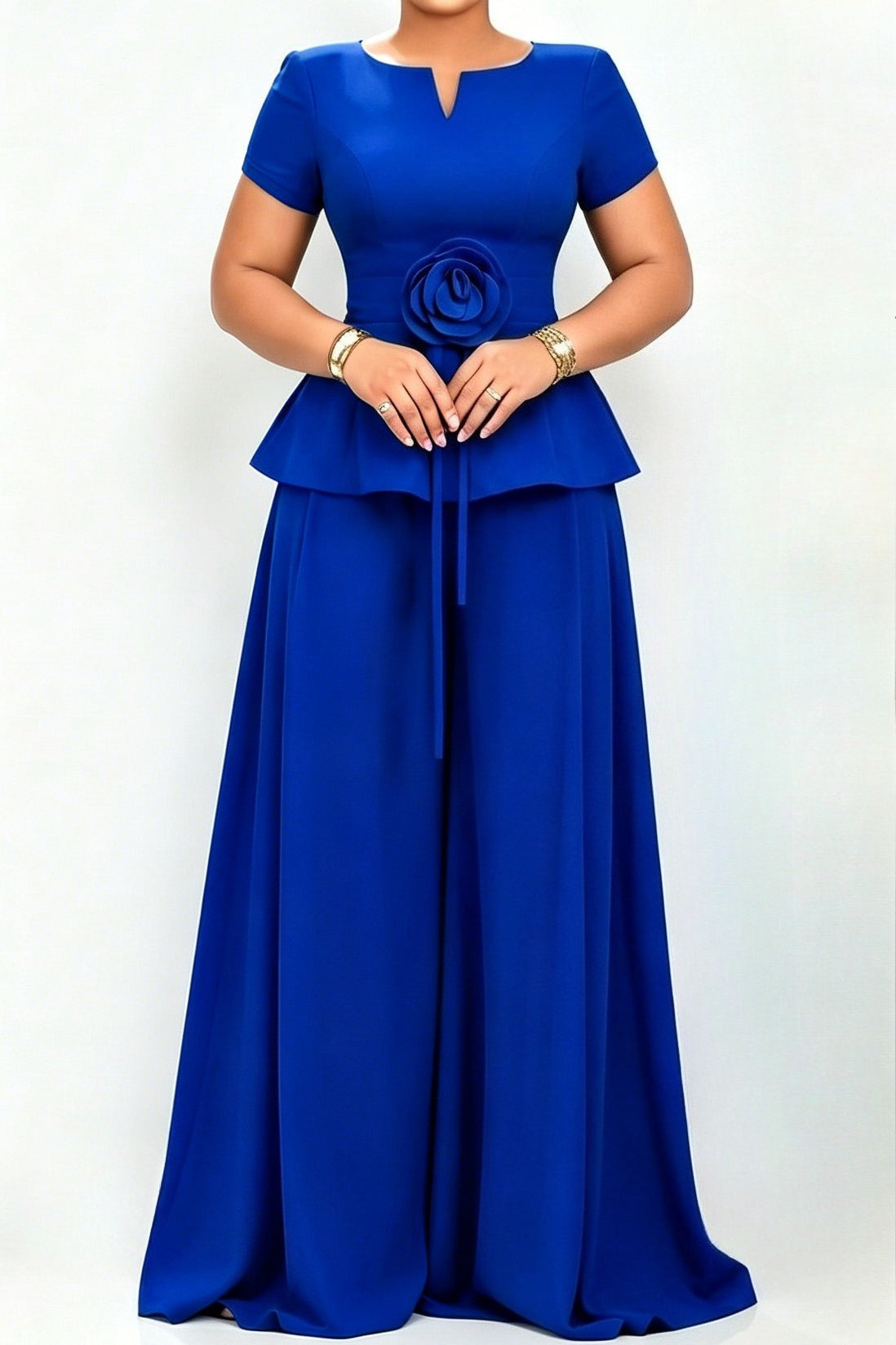 3D Floral Peplum & Wide Leg Matching Set Lavish Daily