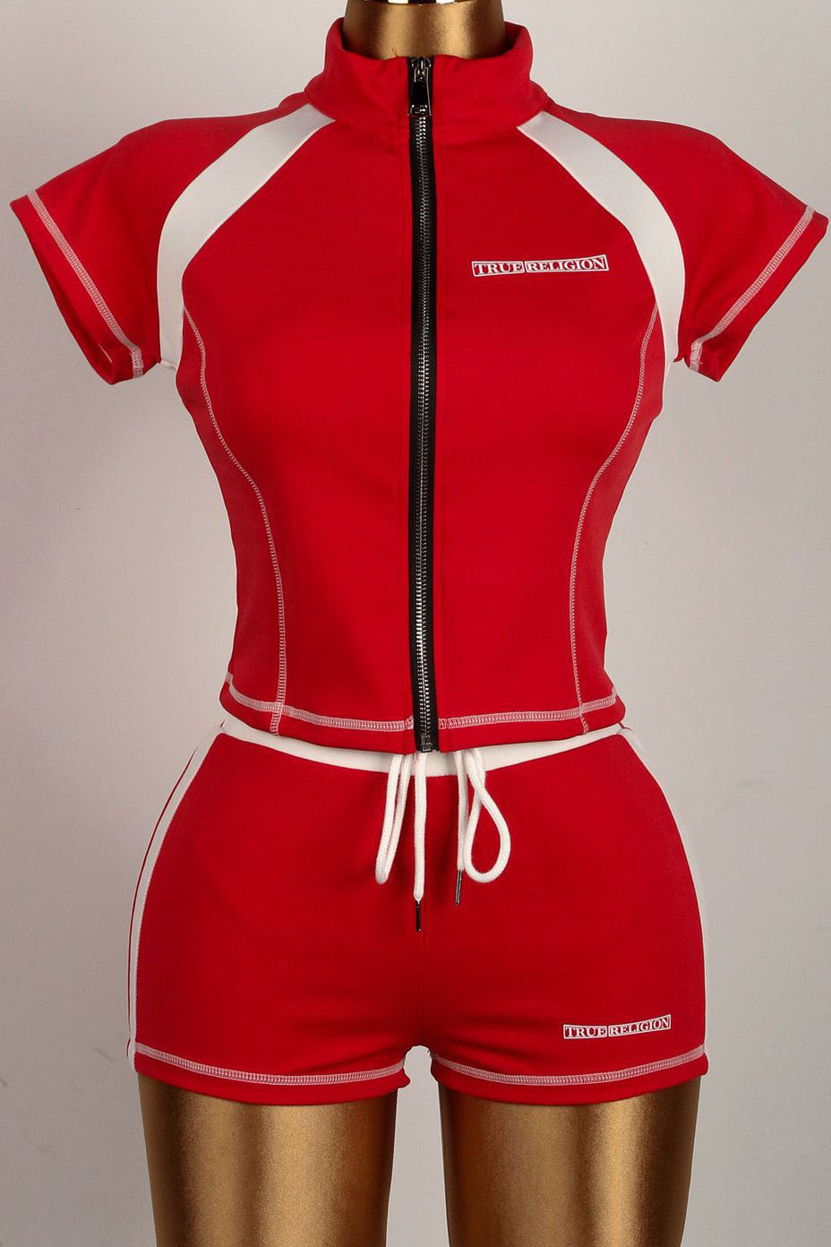 Casual Short Sleeve Zip Up Activewear Set Lavish Daily