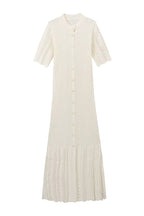 Collared Buttoned Short Sleeve Knit Midi Dress Lavish Daily