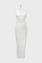 Cut Out Knit Backless Halter Maxi Dress Lavish Daily