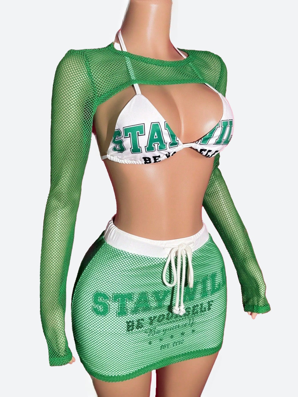 Mesh Lined Printed Patchwork 3-Piece Bikini Set Lavish Daily