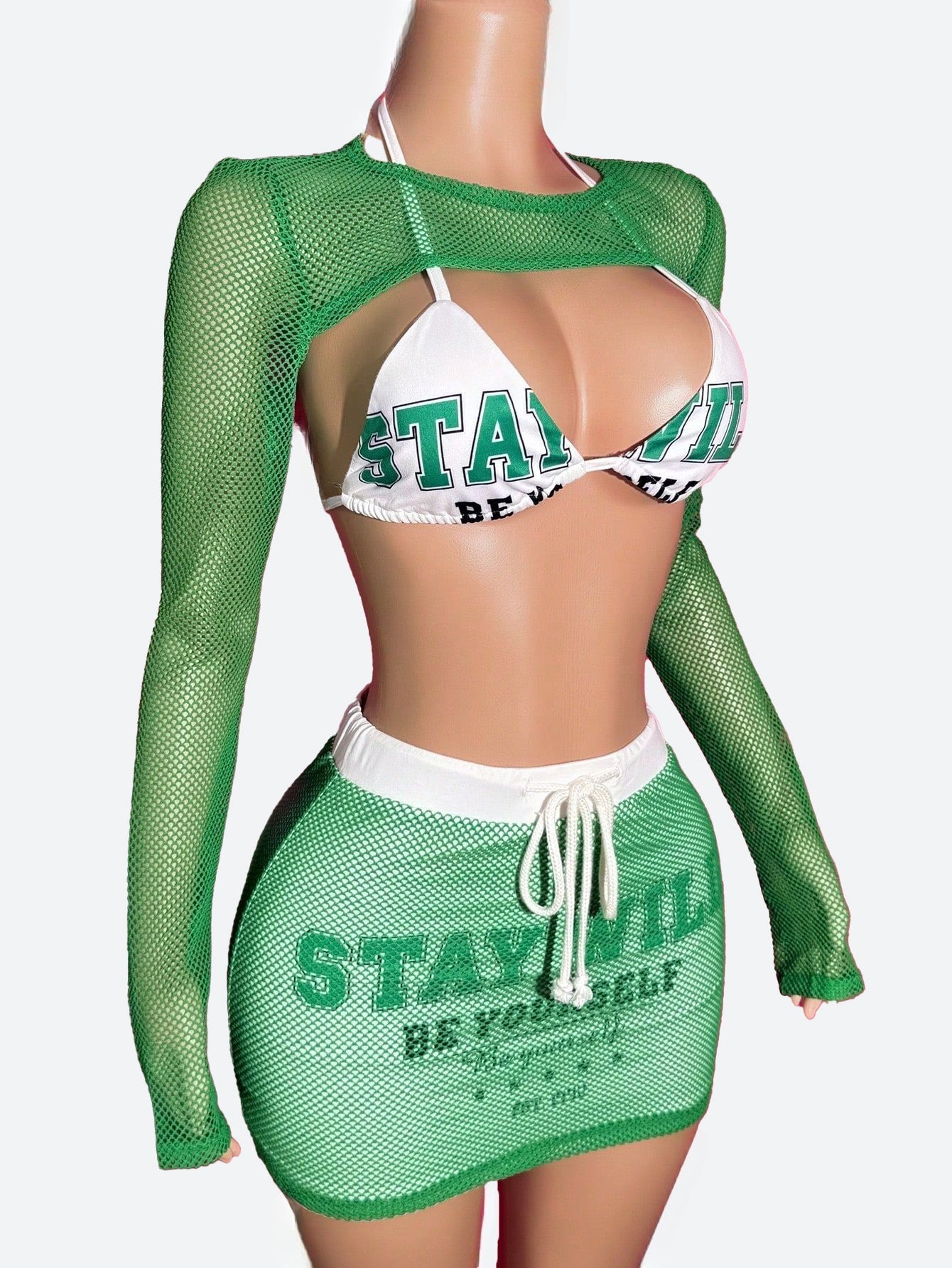 Mesh Lined Printed Patchwork 3-Piece Bikini Set Lavish Daily