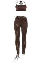 Crop Top and Lace-Up Pants 2-Piece Set Lavish Daily