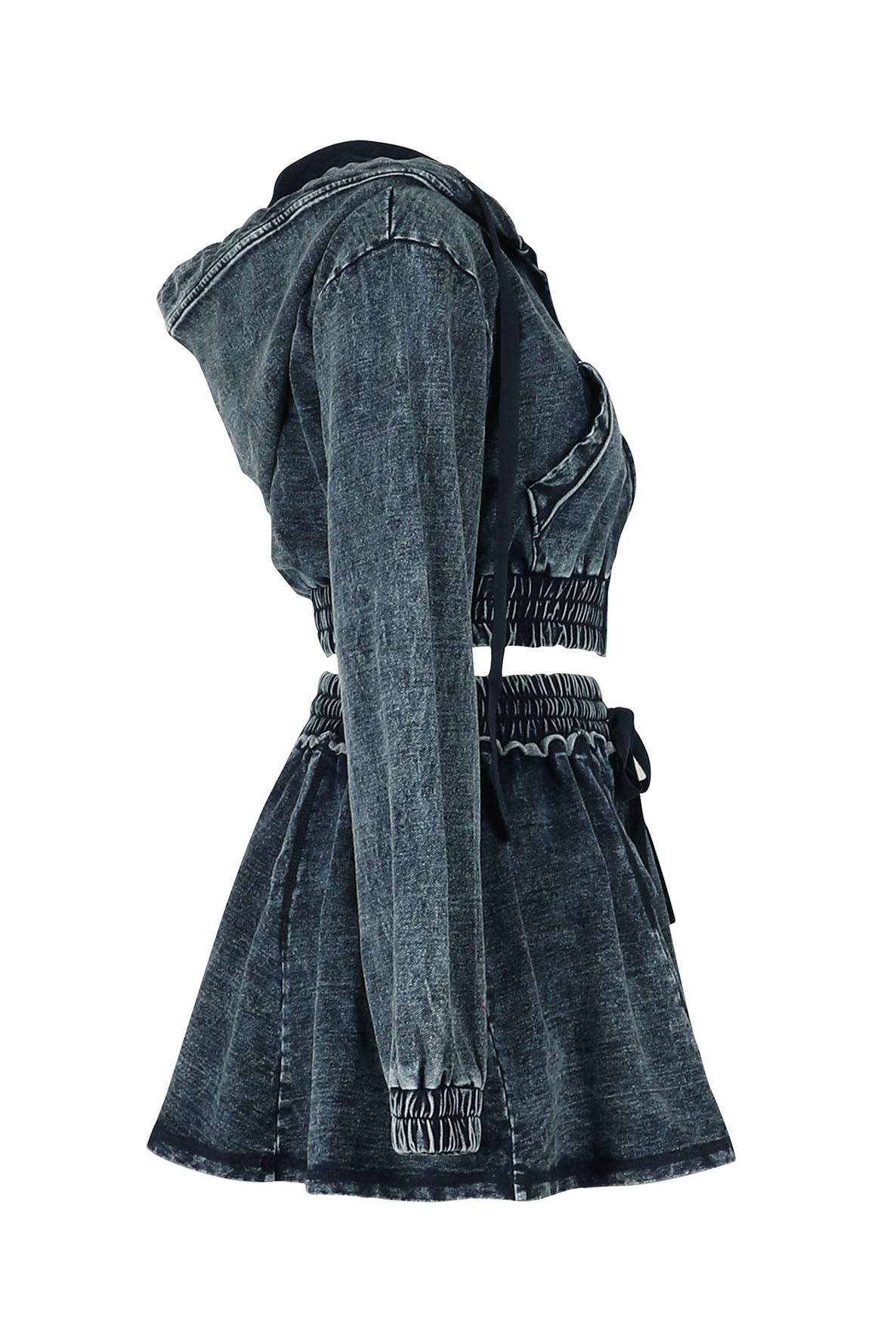 Hooded Denim Jacket & Skirt Set Lavish Daily