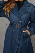 Belted Denim Trench Coat Lavish Daily
