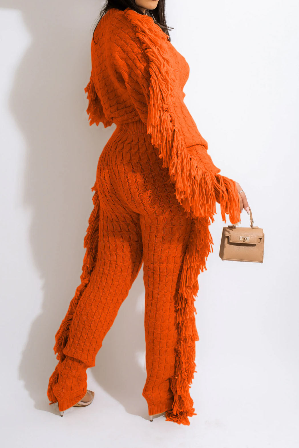 Knit Fringe Pants Set Lavish Daily