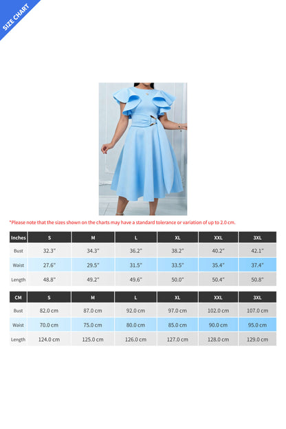 Elegant Ruffle Sleeve Belted Midi Dress Lavish Daily