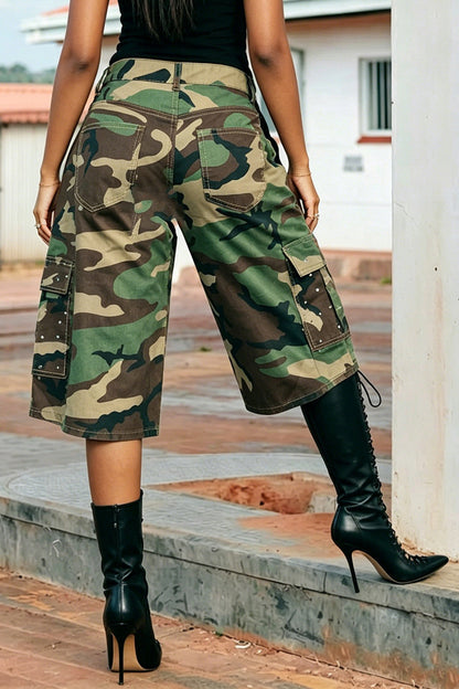 Pearl Embellished Baggy Cargo Shorts Lavish Daily