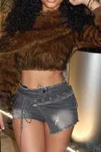 Brown Faux Fur Off Shoulder Top Lavish Daily