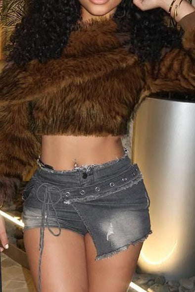 Brown Faux Fur Off Shoulder Top Lavish Daily