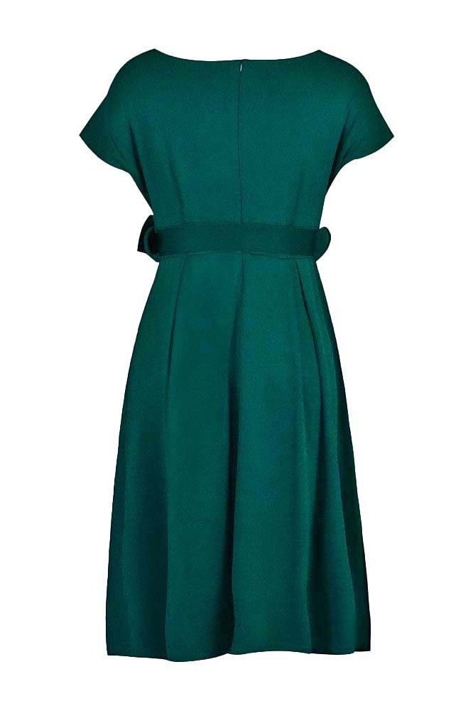 Solid Color Belted Bow Tie Waist Dress Lavish Daily
