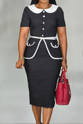 Colorblock High Waist Short Sleeve Dress Lavish Daily