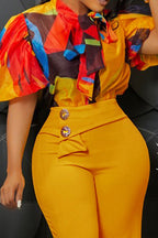 Tie Bow Colorblock Blouse Lavish Daily