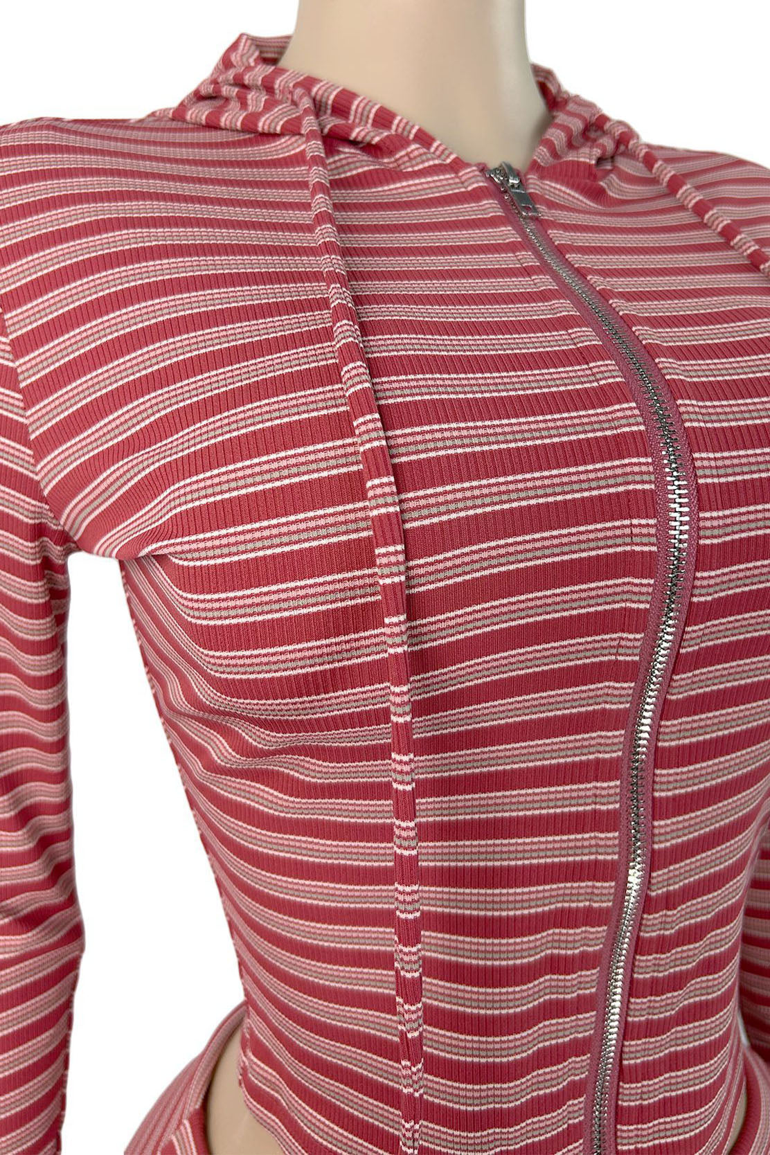 Striped Zip Hoodie & Foldover Capri Pants Set Lavish Daily