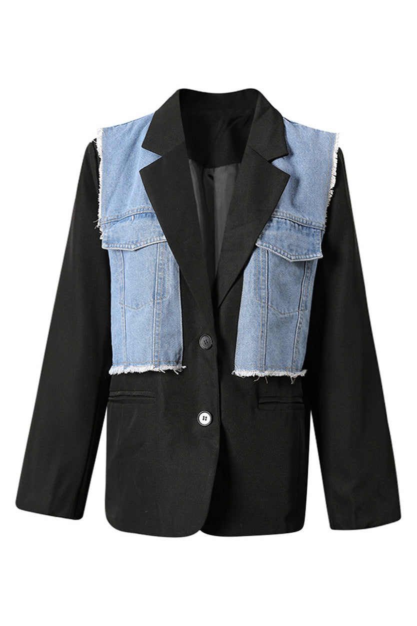 Faux Two-Piece Denim Blazer Lavish Daily