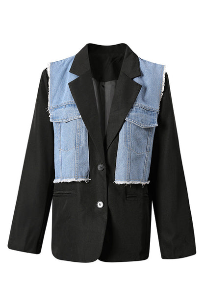 Faux Two-Piece Denim Blazer Lavish Daily