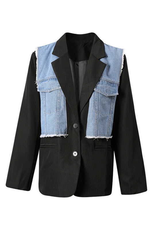 Faux Two-Piece Denim Blazer Lavish Daily