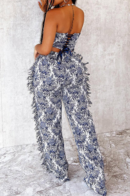 Vintage Tube Top & Fringe Pants Set Lavish Daily