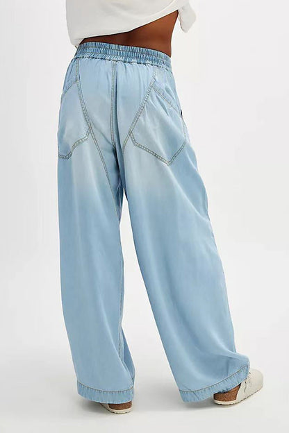 Loose Straight Leg Washed Denim Jeans Pants Lavish Daily