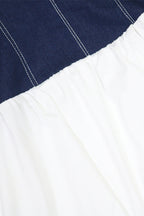 Slim Fit Denim Patchwork Deep V Slit Dress Lavish Daily