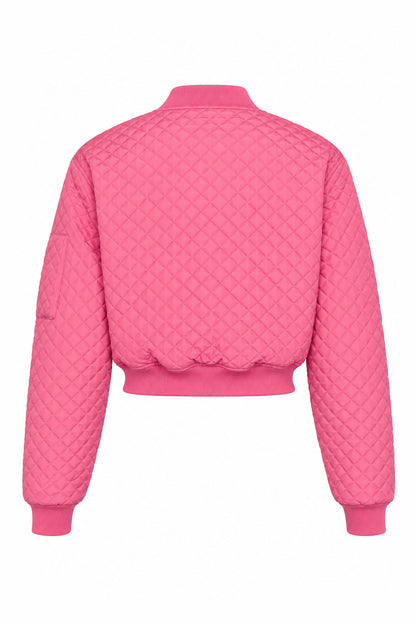 Cropped Diamond-Quilted Bomber Jacket Lavish Daily
