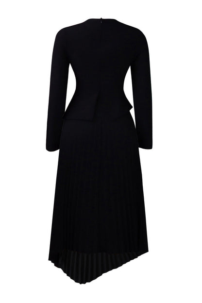 Asymmetric Hem Pleated Midi Dress Lavish Daily