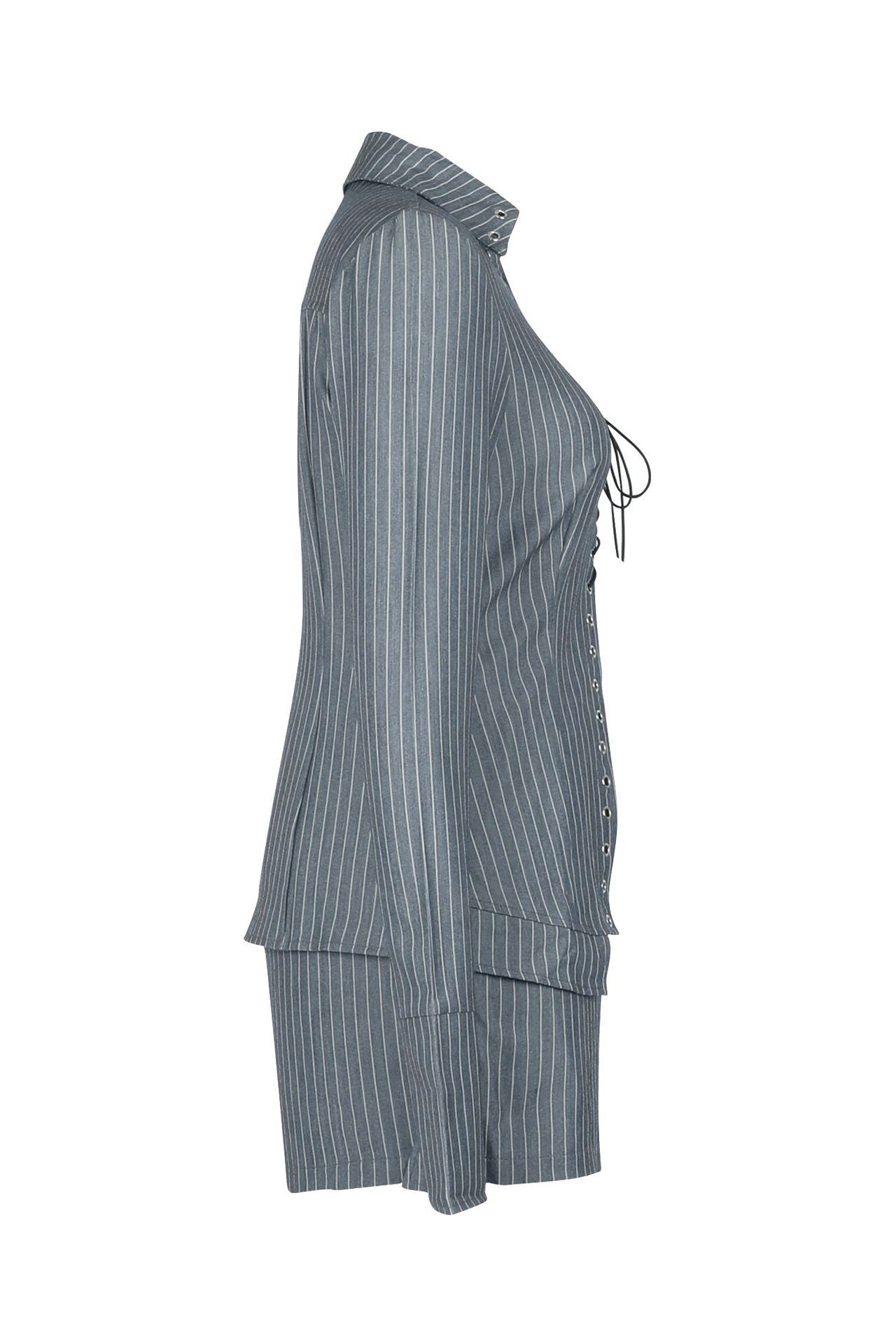Striped Tie Front Shirt & Shorts Set Lavish Daily