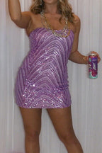 Sequin Strapless Bodycon Mini Dress Lavish Daily